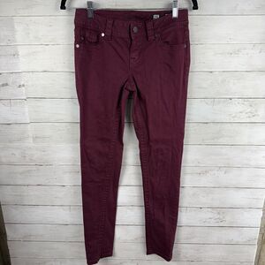 Miss Me Maroon Mid-Rise Skinny Jeans